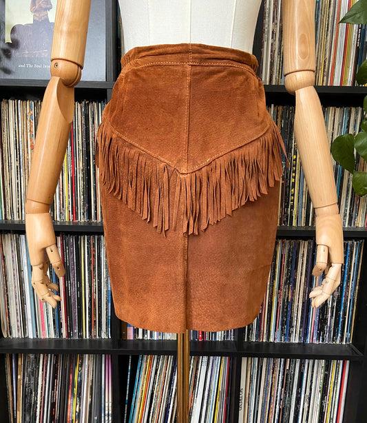 Vintage Brown Western Fringe Skirt