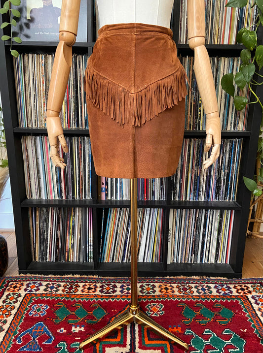 Vintage Brown Western Fringe Skirt