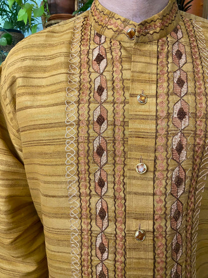 Vintage Brown Indian Style Embroidered Shirt