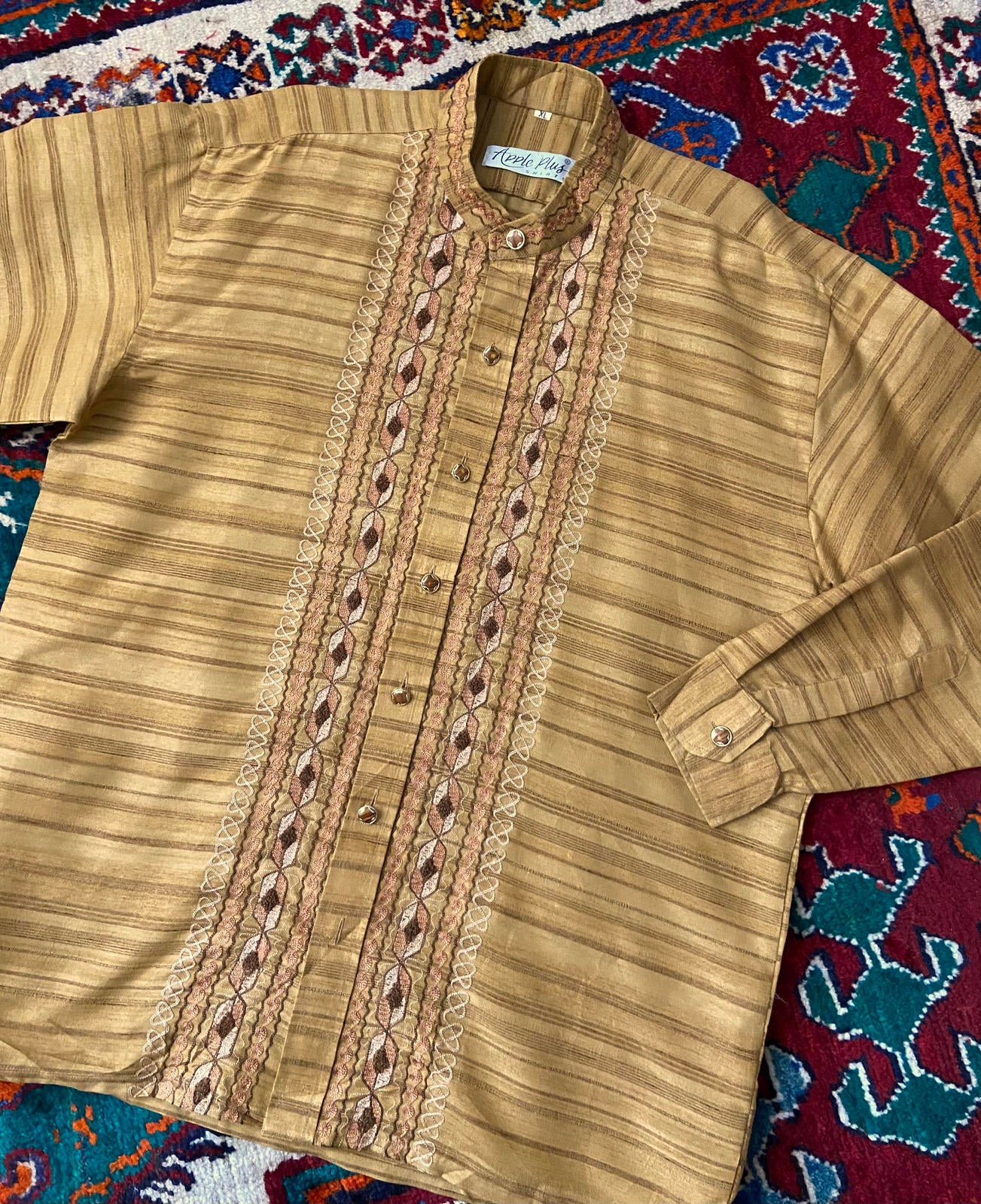 Vintage Brown Indian Style Embroidered Shirt