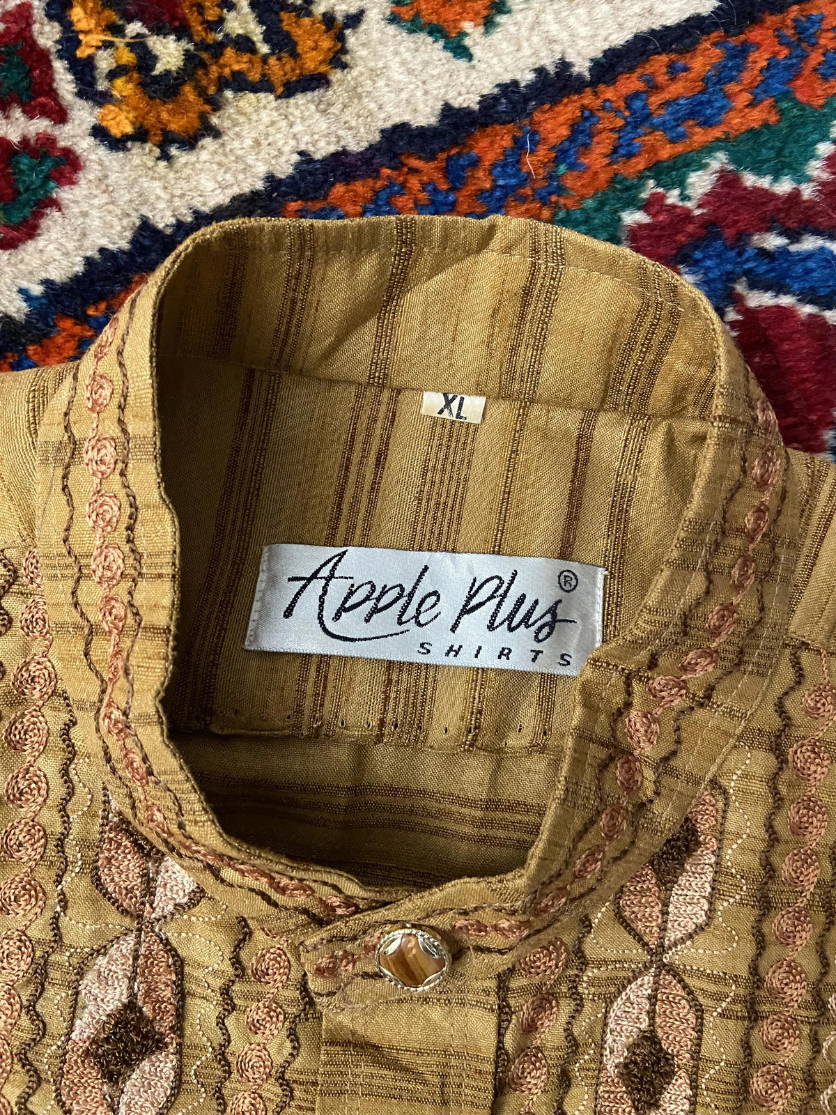 Vintage Brown Indian Style Embroidered Shirt