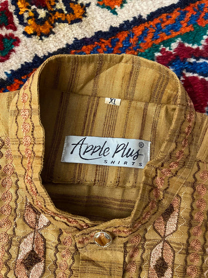 Vintage Brown Indian Style Embroidered Shirt
