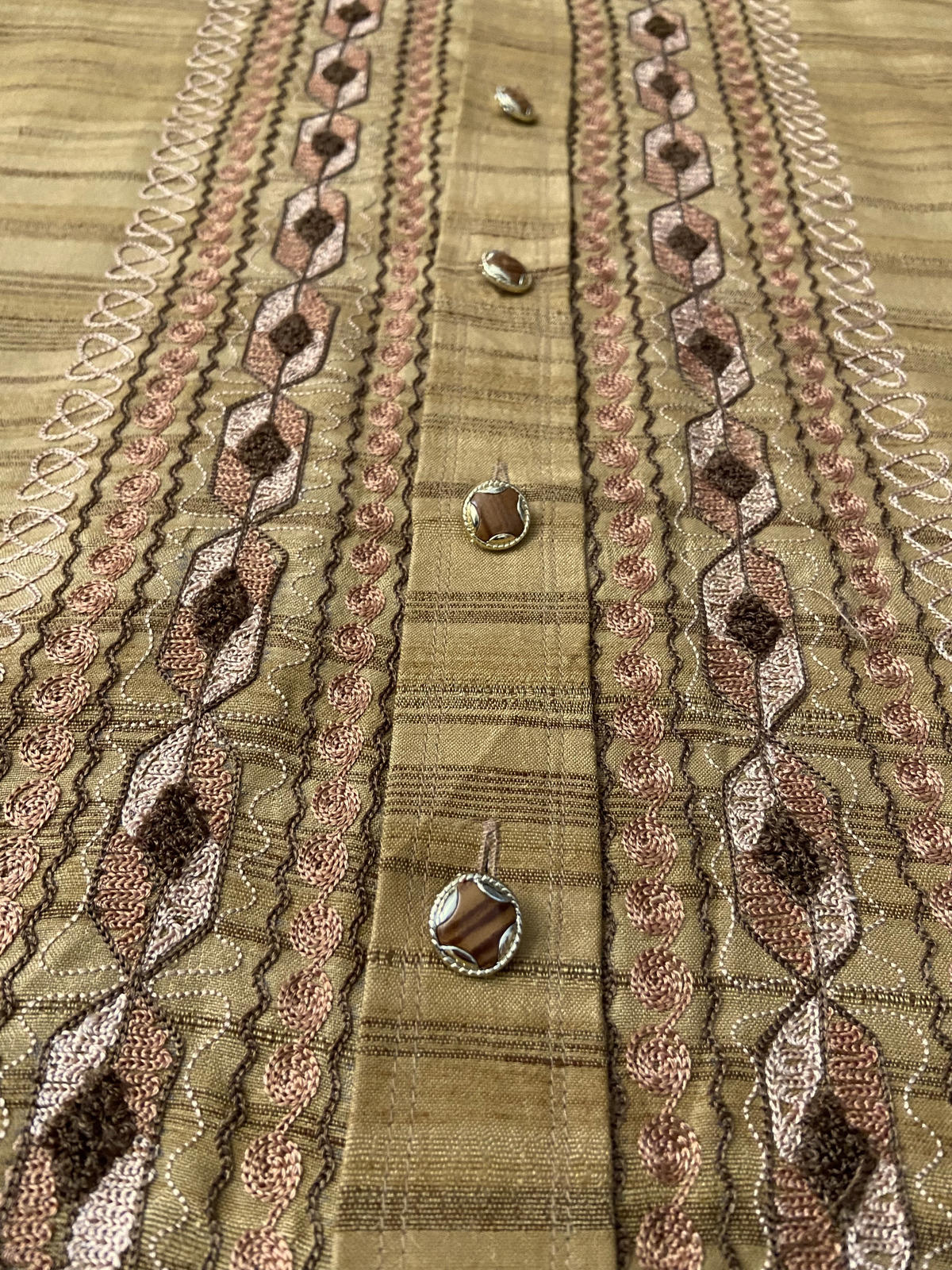 Vintage Brown Indian Style Embroidered Shirt