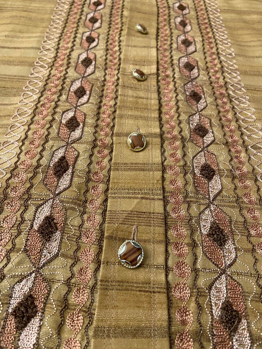 Vintage Brown Indian Style Embroidered Shirt