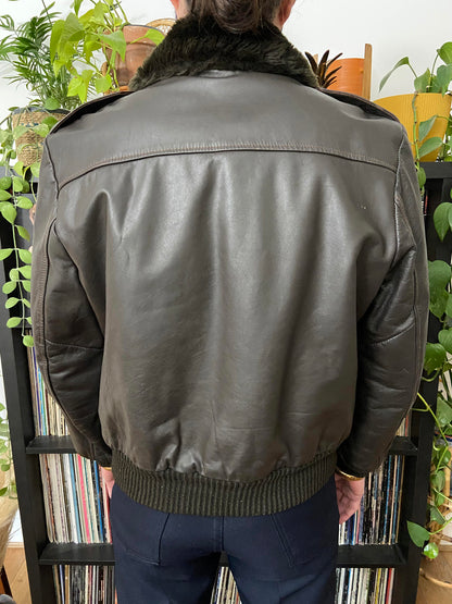 Vintage 1970s Leather Bomber Jacket