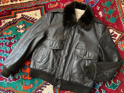 Vintage 1970s Leather Bomber Jacket