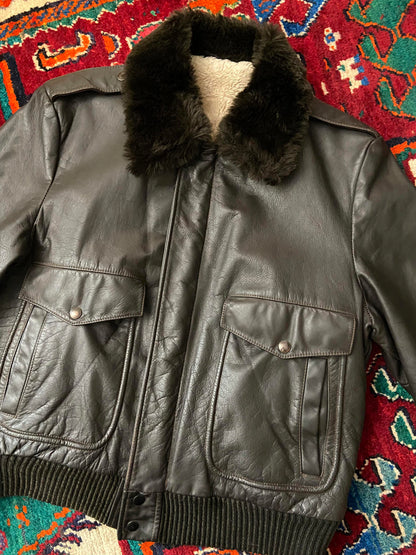 Vintage 1970s Leather Bomber Jacket