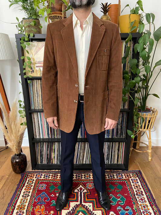 Vintage 1970s Brown Corduroy Blazer Jacket