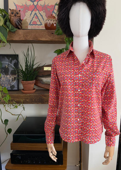 Vintage 1970s Red Floral Shirt