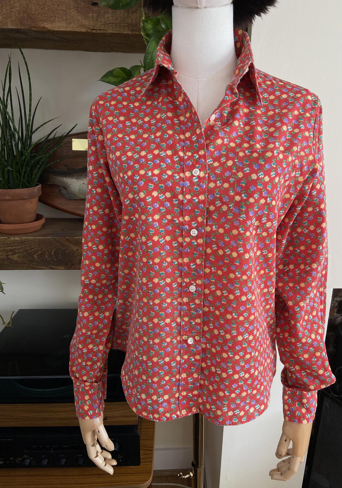 Vintage 1970s Red Floral Shirt