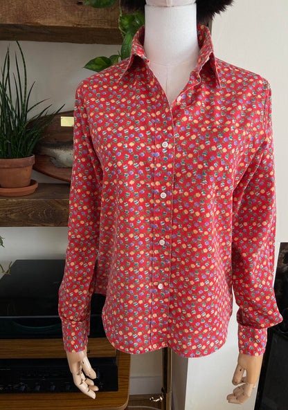Vintage 1970s Red Floral Shirt