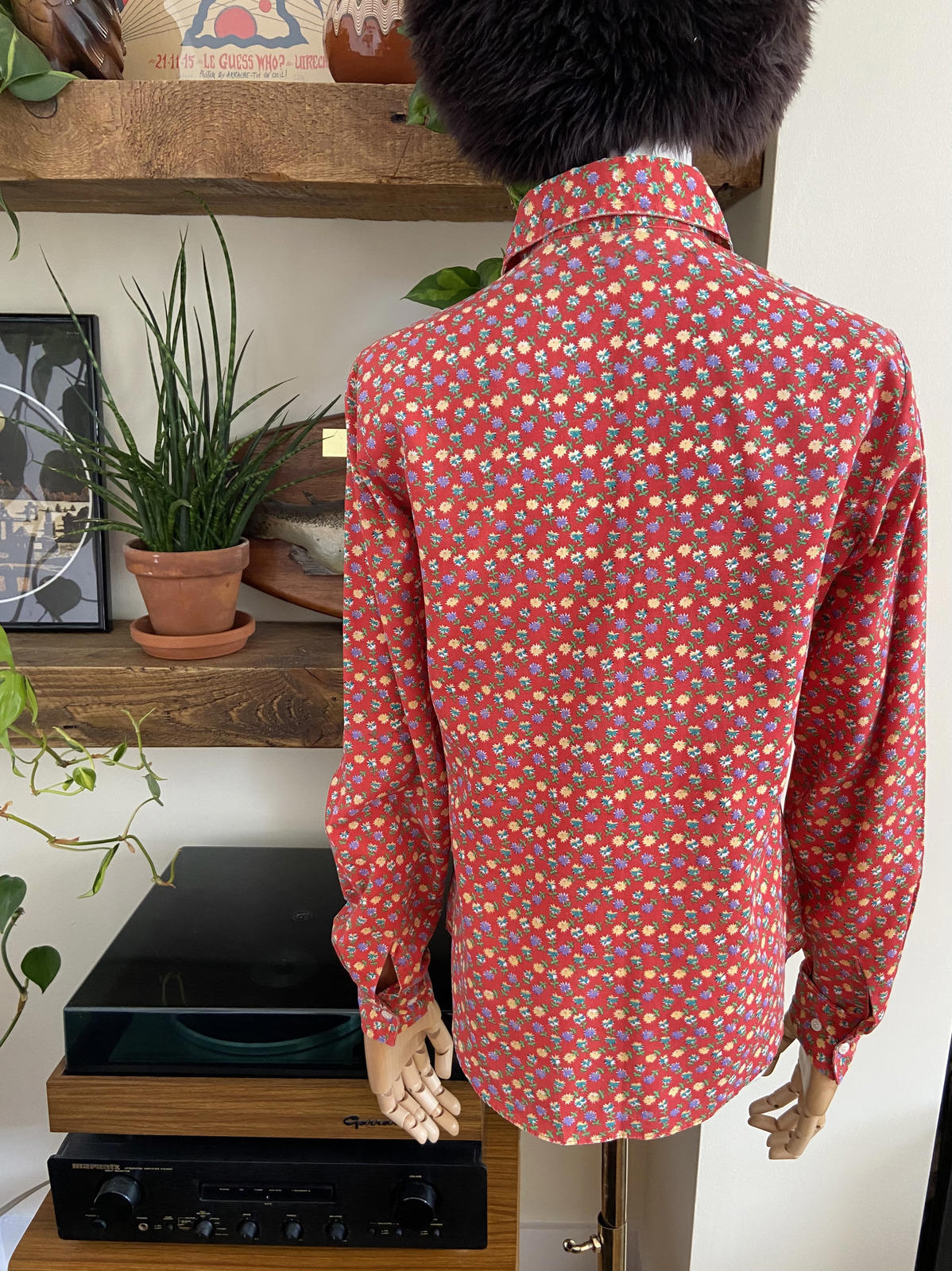 Vintage 1970s Red Floral Shirt