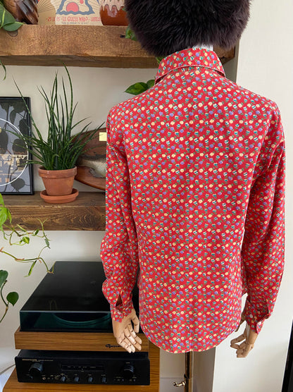 Vintage 1970s Red Floral Shirt