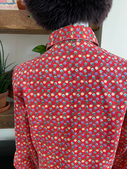 Vintage 1970s Red Floral Shirt