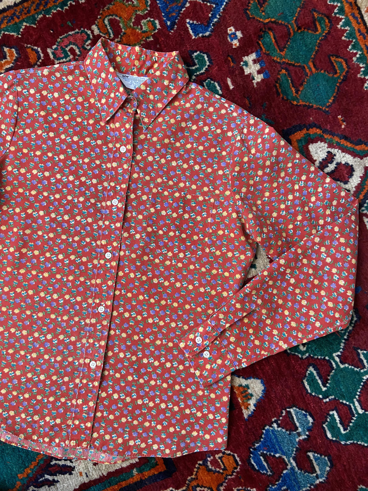 Vintage 1970s Red Floral Shirt