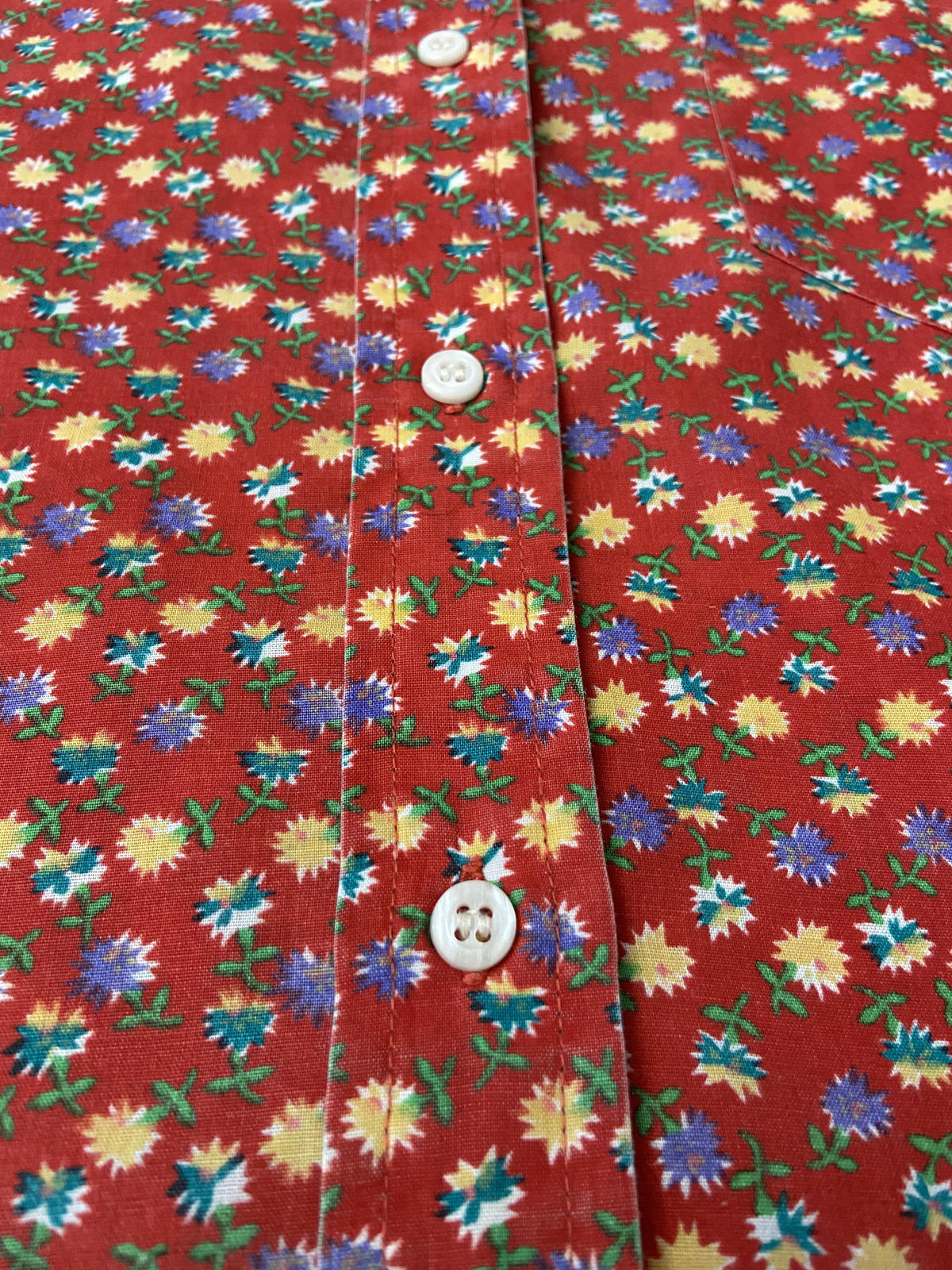 Vintage 1970s Red Floral Shirt