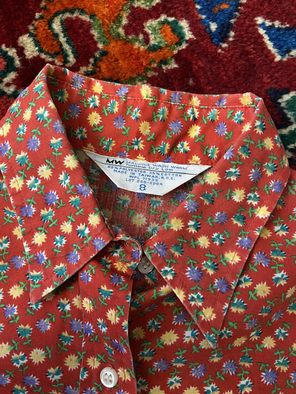 Vintage 1970s Red Floral Shirt