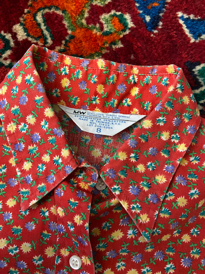 Vintage 1970s Red Floral Shirt