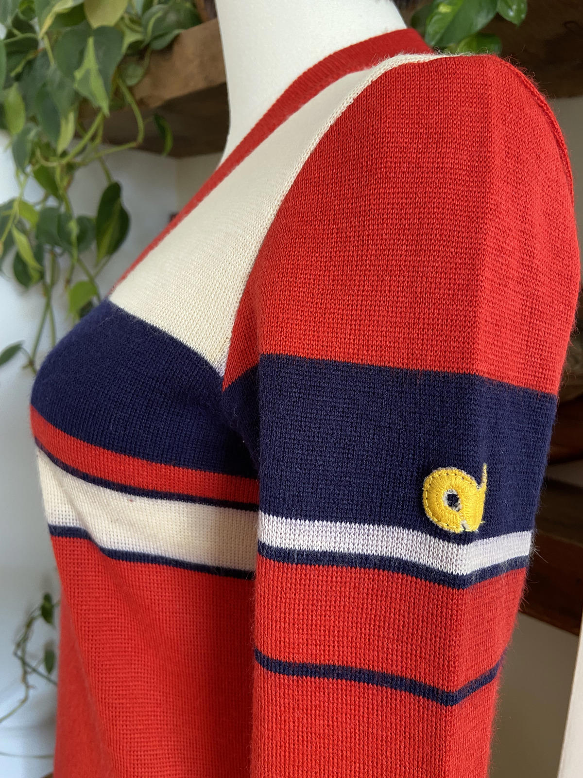 Vintage 1970s Red Colour Block Jumper