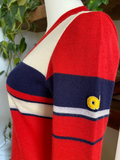 Vintage 1970s Red Colour Block Jumper