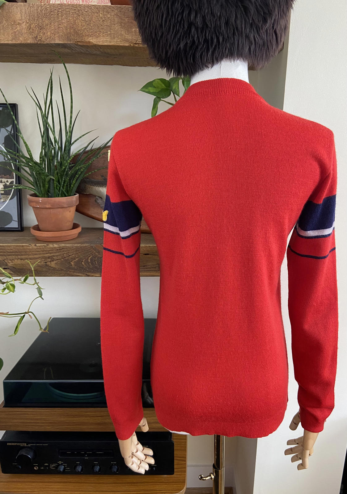 Vintage 1970s Red Colour Block Jumper