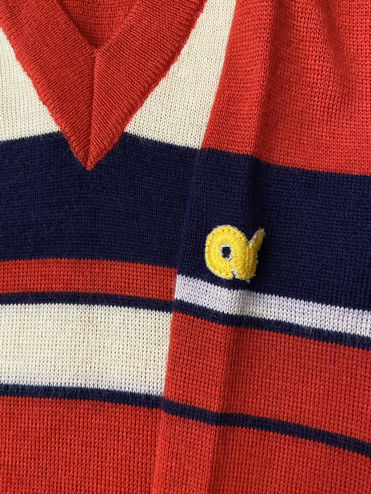Vintage 1970s Red Colour Block Jumper