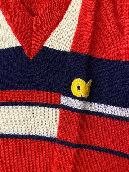 Vintage 1970s Red Colour Block Jumper