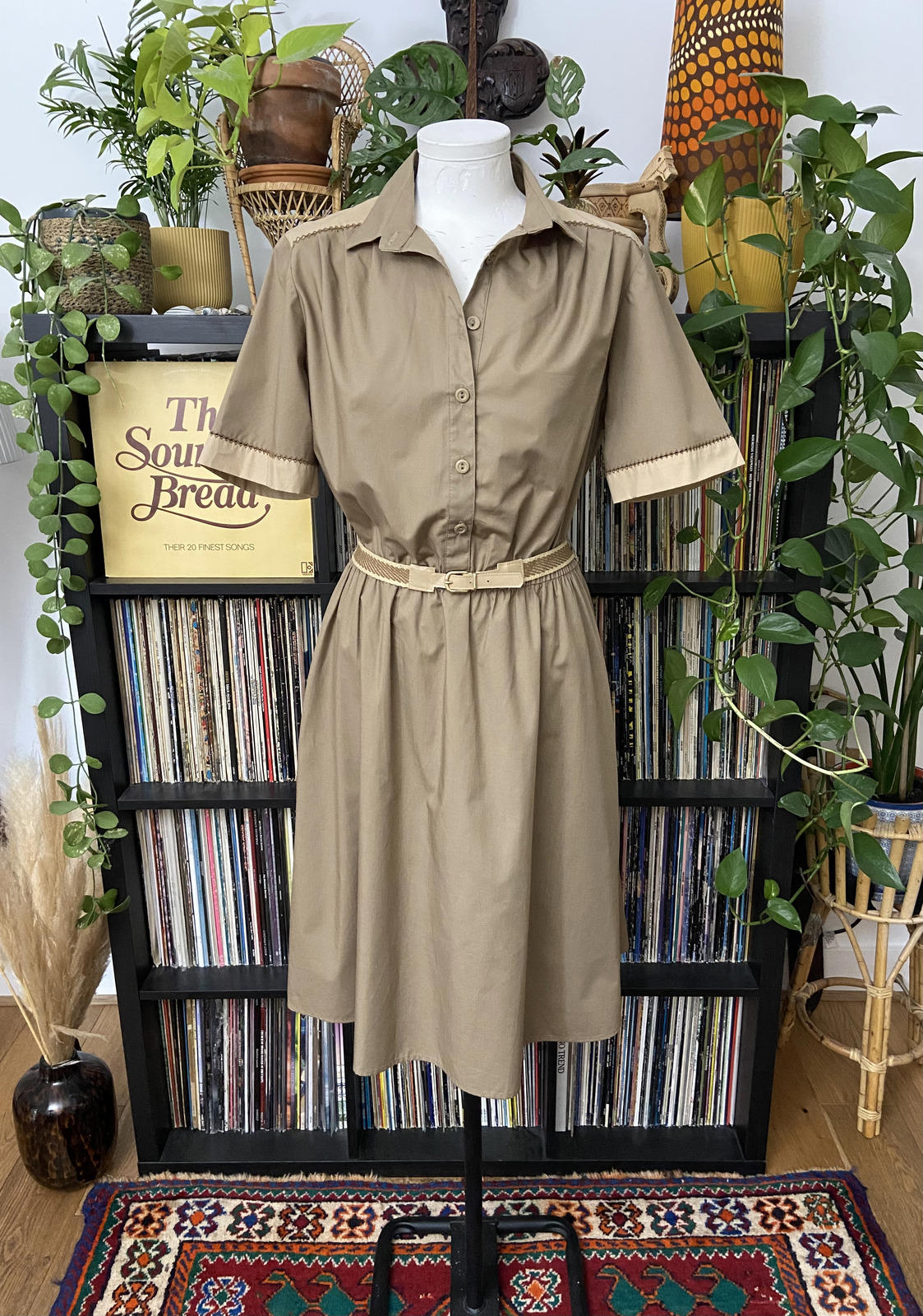 Vintage 1980s Taupe St Michaels Shirt Dress