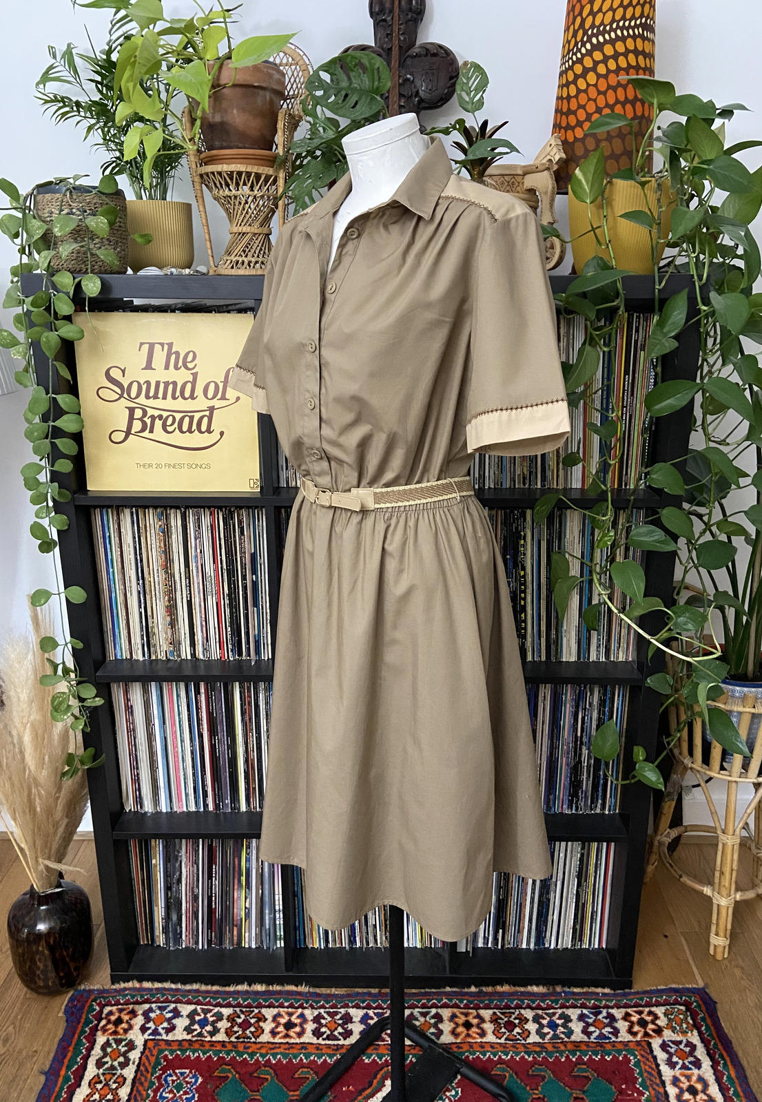Vintage 1980s Taupe St Michaels Shirt Dress