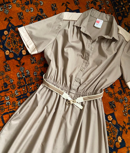 Vintage 1980s Taupe St Michaels Shirt Dress