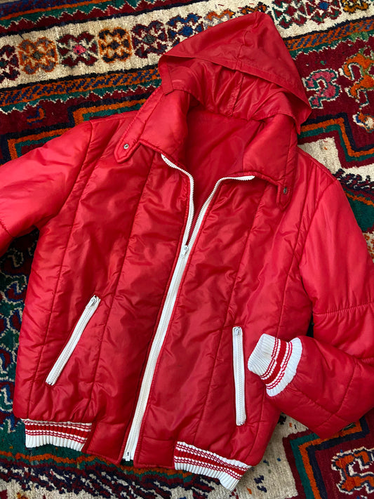 Vintage 1970s Red Puffer Ski Jacket