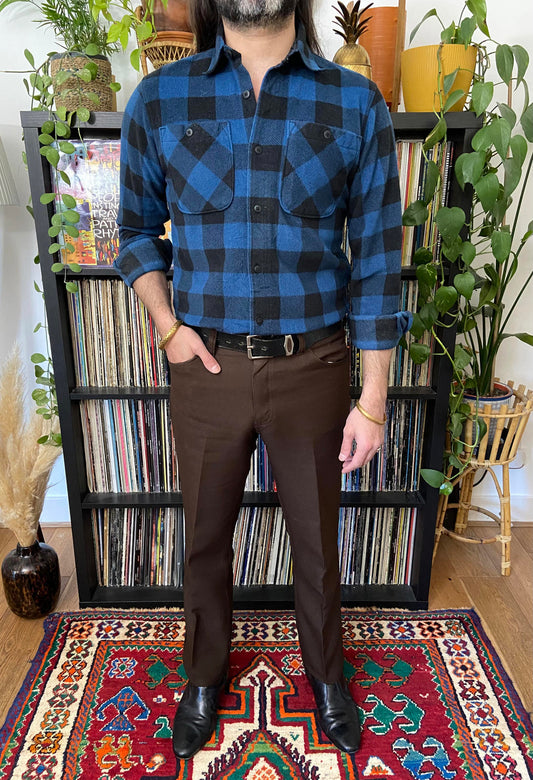 Vintage 90s Blue Wrangler Plaid Shirt