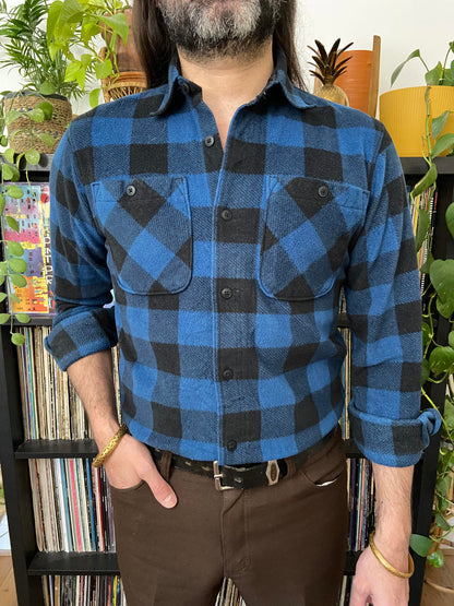 Vintage 90s Blue Wrangler Plaid Shirt