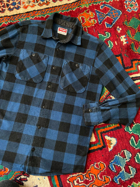 Vintage 90s Blue Wrangler Plaid Shirt
