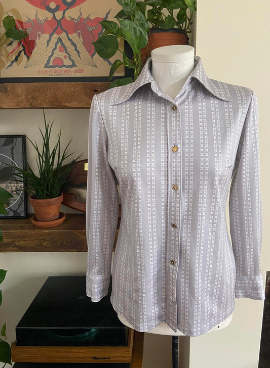 Vintage 1970s Pale Grey Japanese Jersey Shirt
