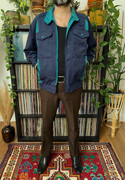 Vintage Navy & Green Japanese-Style Worker Jacket