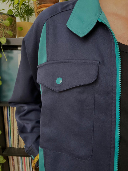 Vintage Navy & Green Japanese-Style Worker Jacket