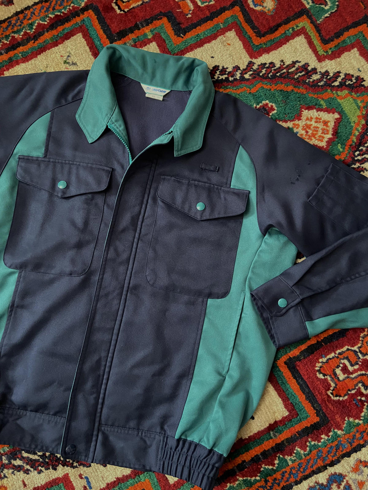 Vintage Navy & Green Japanese-Style Worker Jacket