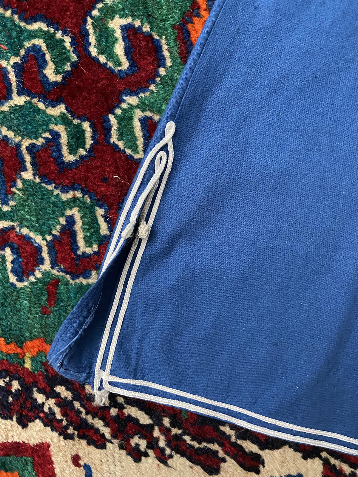 Vintage 1970s Blue White Moroccan Tunic Top