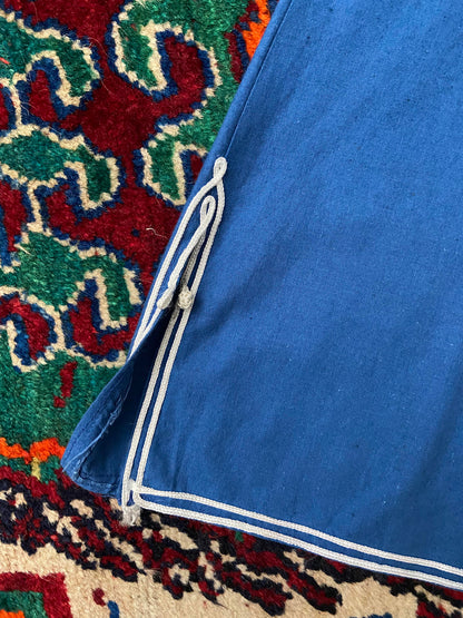 Vintage 1970s Blue White Moroccan Tunic Top