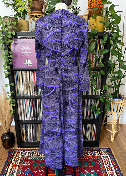 Vintage 1970s Purple Print Maxi Dress