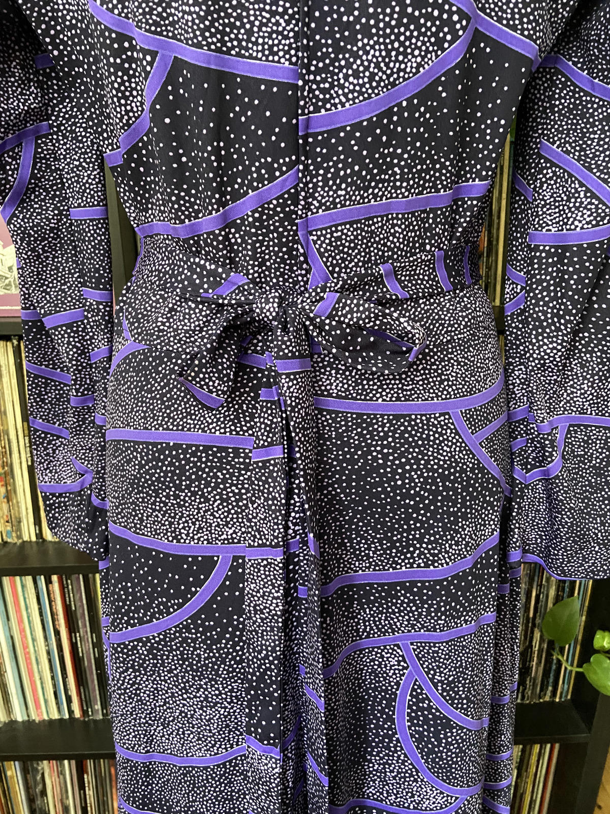 Vintage 1970s Purple Print Maxi Dress