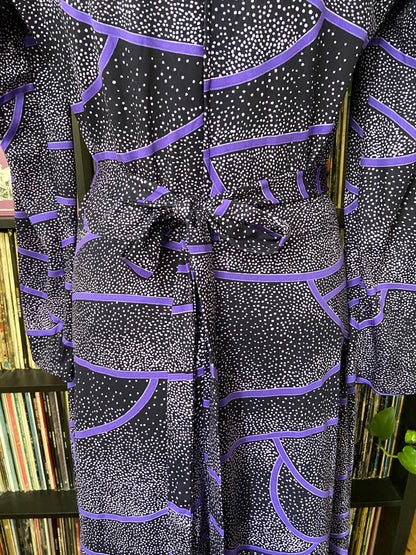 Vintage 1970s Purple Print Maxi Dress