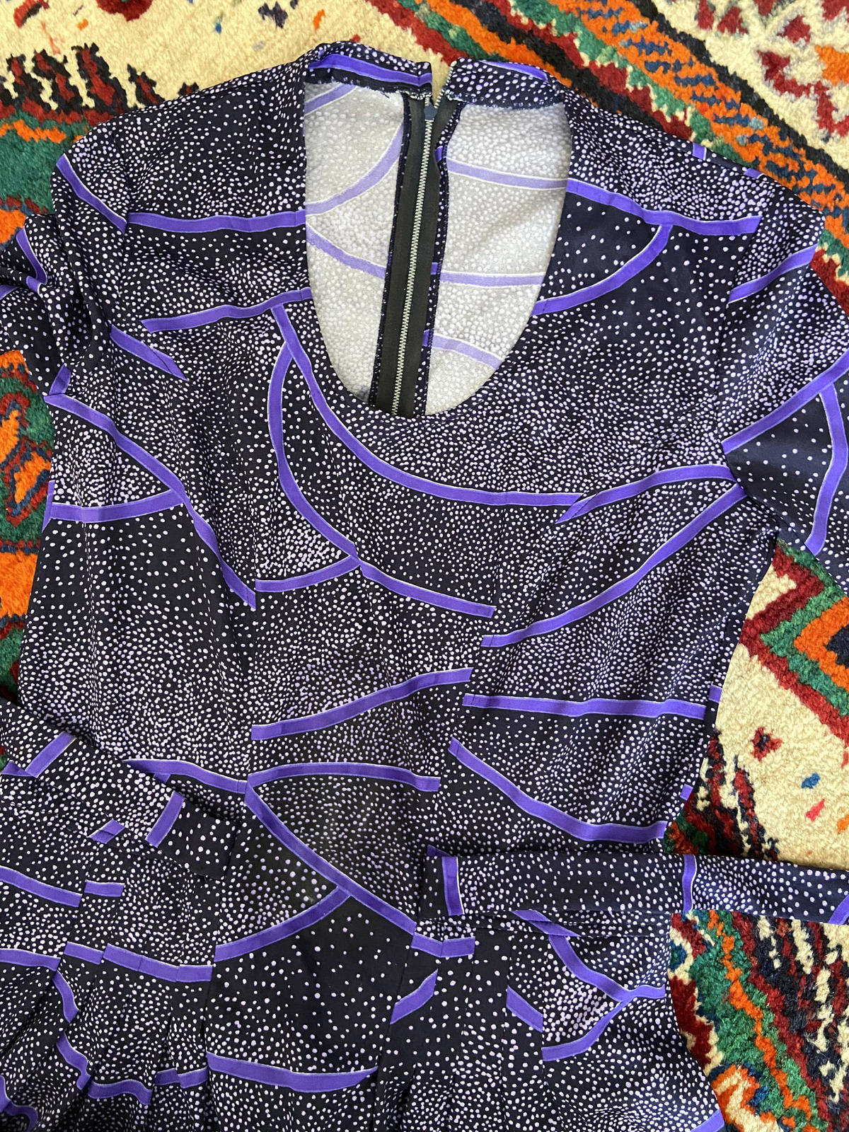 Vintage 1970s Purple Print Maxi Dress