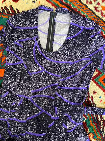 Vintage 1970s Purple Print Maxi Dress