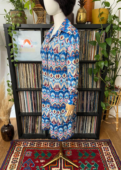 Vintage 1970s Geometric Dagger Collar Dress