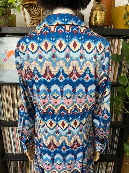 Vintage 1970s Geometric Dagger Collar Dress
