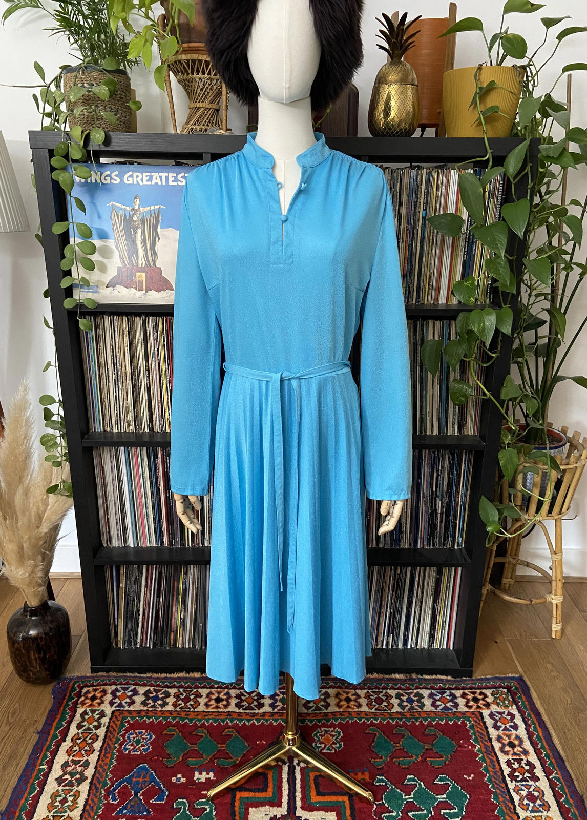 Vintage 1980s Blue Button C&A Dress