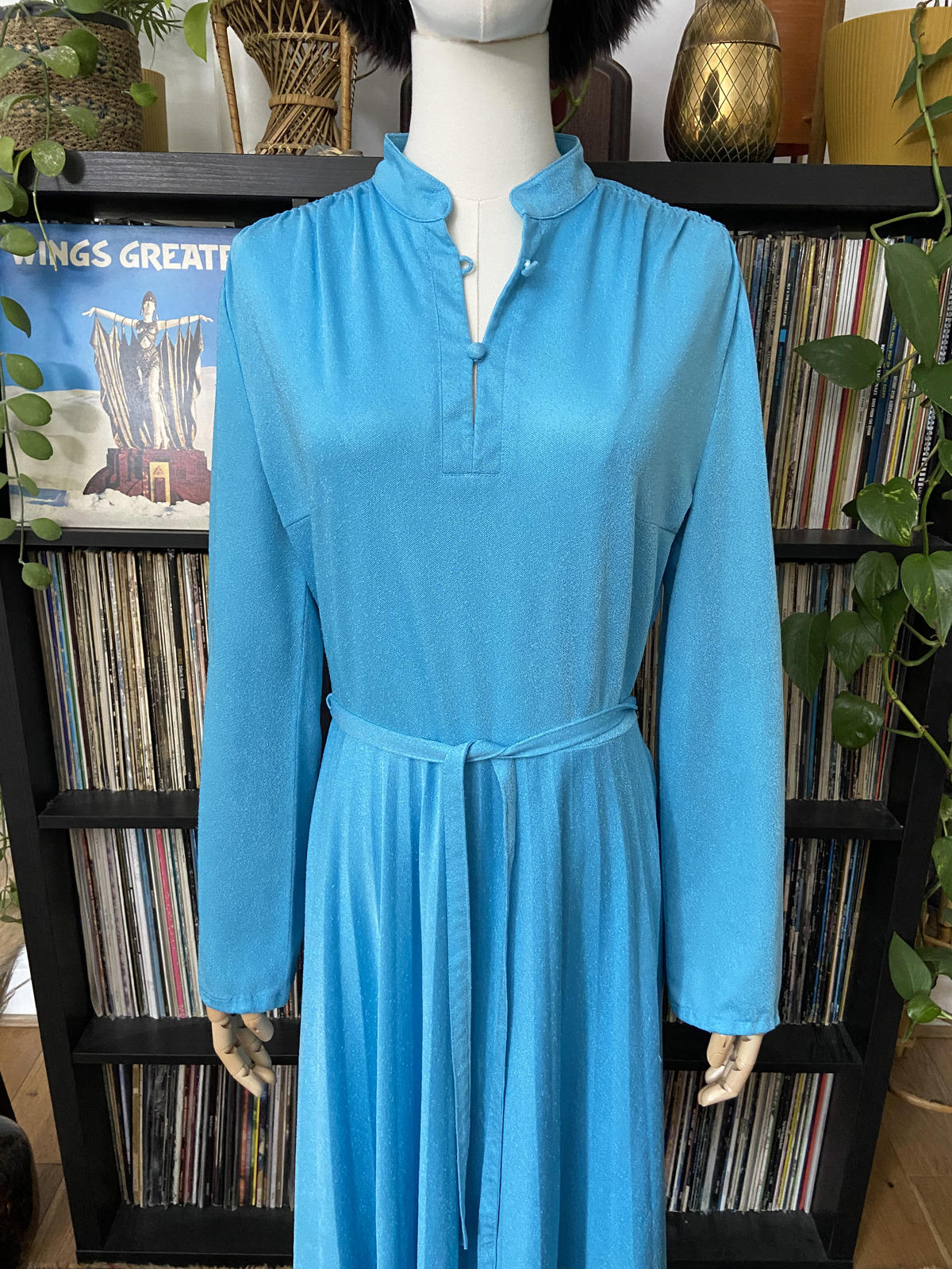 Vintage 1980s Blue Button C&A Dress
