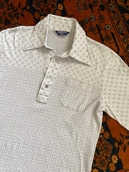 Vintage 1970s White Dagger Collar Japanese Polo Top